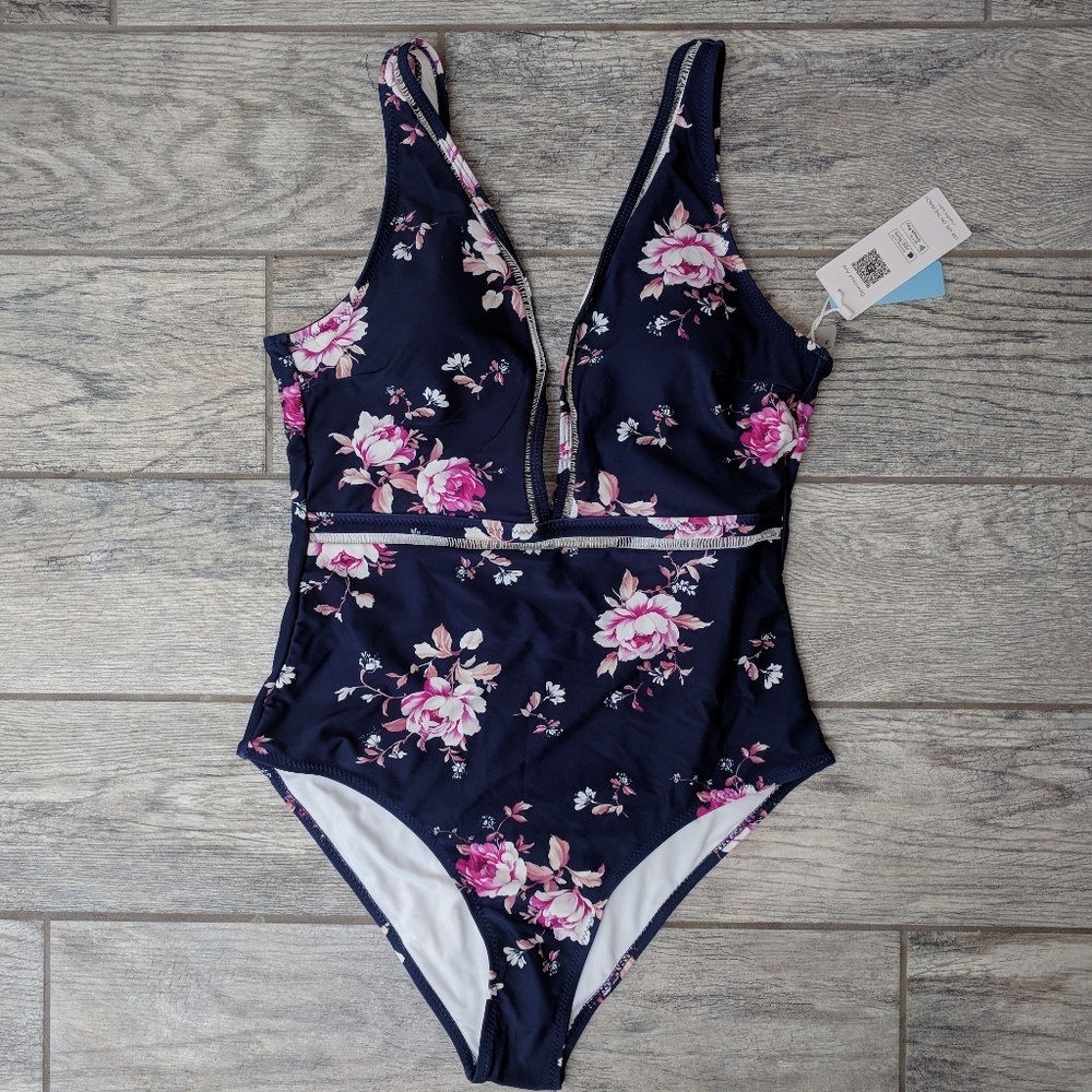 Floral one piece bathing suit